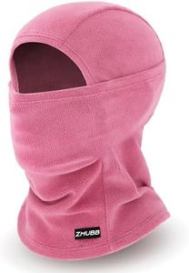 Kids Fleece Balaclava Ski Mask,Face Mask Neck Warmer for Boys Girls,Windproof Face Cover for Cold Weather Skiing Cycling, Rose Red, One Size