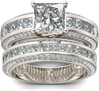Jeulia 2.85 Carat Sterling Silver Princess Cut Bridal Set Engagement Wedding Rings Bands with Cubic Zirconia for Women with Jewelry Gift Box (8)