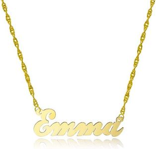 10k Yellow Gold Personalized Name Necklace - Style 4 (16 Inches, Singapore Chain)