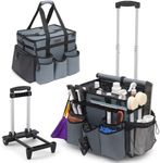 Cleaning Caddy Bag with Wheels, Rolling Cleaning Bag with Detachable Trolley&Shoulder Strap,Cleaning Supplies Detailing Bag on Wheel for Housekeepers