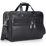 Polare 17” Full Grain Leather Briefcase Messenger Laptop Bag Tote for Men with Premium YKK Zippers(Black)