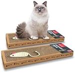 2pk Cat Scratching Board | 37 x 12cm | Reversible Cat Scratcher Cardboard Cat Scratchers for Indoor Cats, Small & Large | Cat Scratching Pad Cat Scratch Board Cat Cardboard Scratcher for Cats