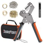 DuroFort 3/8 inch Eyelet Pliers Set with 500pcs Eyelets (Diameter 10 mm) & Hole Puncher, Eyelet Hole Punch Set Banner Maker Machine for Fabrics, Tarpaulin Eyelets, Sun Sails