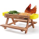 Boulphia Chicken Feeders and Waterers, Chicken Feeder No Waste Kit with Chicken Picnic Table and 2 Chicken Water Feeder, Handmade Wooden Chicken Supplies & Accessories for Chicken Coop