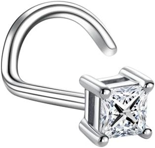 Raivari 20g(1.0mm) Moissanite Nose Stud for Women Platinum Moissanite Nose Ring Piercing Real Hypoallergenic Jewelry Nose Stud Gift for Women and Men