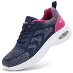 Running Shoes for Women Trainers Ladies Air Cushion Memory Foam Arch Support Plantar Fasciitis Orthopedic Shoes Women Lace Up Gym Sneakers Navy UK 6.5