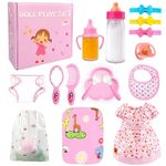 BNUZEIYI Baby Doll Accessories - Feeding and Caring Set with Bottles Doll Diaper and Changing Mat, Doll Stuff Clothes fit 14-16 Inch Doll, 18 Inch Doll Pretend Play Set for Girls Gift