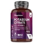 Potassium Supplements with Vitamin C 1460mg | 3 Months Supply | 180 Tablets | Electrolytes Tablets | Bioavailable Potassium Citrate Form | Non-GMO, Gluten-Free & Vegan-Friendly | Made in the UK