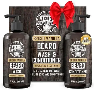 Viking Revolution Beard Wash and Beard Conditioner for Men with Argan Oil and Jojoba Oil - Beard Softener and Strengthener Beard Care Beard Shampoo and Conditioner with Beard Oil (17oz Spiced Vanilla)