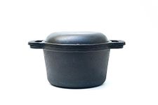 RUDRAECO Cast Iron Preseasoned Dutch Oven Pot with Multi purpose Cast Iron Lid/Casserole/Biryani Pot/Tava/Pan (21cms, 3 Litres, 5.5 Kgs) Naturally Nonstick| No harmful coatings