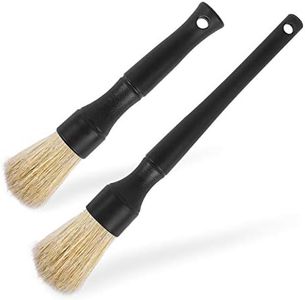 eFuncar Car Detailing Brush Kit - Auto Detail Brush Set Interior Exterior No Scratch Boar Hair Detailing Supplies for Cleaning Air Vent Engine Bay Dashboard Seat Wheel(2 Pack)