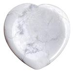 favoramulet Heart Love Crystal Thumb Worry Stone Pocket Palm Stones for Anxiety Therapy Geometry Chakra Healing Reiki Balancing, White Howlite Turquoise