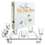 Fairly Odd Novelties Shot Glass Tic Tac Toe Game - Elegantly Designed Drinking Fun, Perfect for Parties, Couples, and Strategy, 8.63" Glass Board