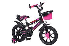 NORMAN JR,BMX18 Collection - Bike for Boys and Girls, Kids' Bicycle 14 Inch with Training Wheels for Ages 3-7 Years Old, Toddler Bike with 95% Assembled (Pink Rocket)