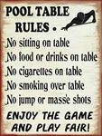 Pool Table Rules Billards Canvas Liquor Bar Pool Man Cave Metal Sign Home Decor Vintage Signs For Home Decor Art Accessories Decorations Outdoor 8x12 Inch