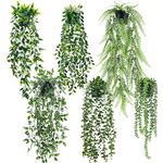Der Rose 6 Pack Fake Plants Hanging with Pots Artificial Eucalyptus Vines Faux Hanging Plants for Home Room Wall Outdoor Decor Indoor