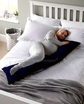 Tishnagi Designer Microfiber Filling Body Pillow with Removable Soft Cotton Cover for Pregnancy Leg HIPS Back Support (Navy Blue, White, 18x54 inch) Pack of 1