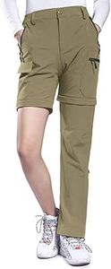 Hiauspor Hiking Pants Women Convertible Lightweight Zip Off Pants Quick Dry Outdoor Stretch Pants UPF 50+ (Khaki, X-Small)