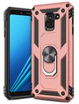 GREATRULY Ring Kickstand Phone Case for Samsung Galaxy A8 2018,Heavy Duty Dual Layer Drop Protection Case for Galaxy A8,Hard Shell + Soft TPU + Ring Stand Fit Magnetic Car Mount,Rose Gold