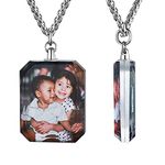 FindChic Square Shaped Photo Necklaces Personalized for Women Men Custom 2 Sides Full Color Pictures Printing Acrylic Crystal Pendants with 22'' 24'' Wheat Chain Keepsake Jewelry