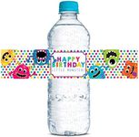 Monster Bash Playful Monsters Birthday Party Waterproof Water Bottle Sticker Wrappers, 20 1.75" x 8.5" Wrap Around Labels by AmandaCreation