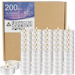 Bulk 200 Pack Tealight Candles, 4 Hour Burn Time,Dinner Candle Set with Cotton Wick,Perfect for Anniversaries Decorative Events and More,White