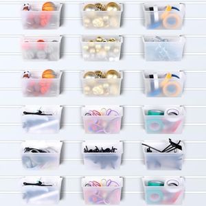 Unittype 18 Pcs Storage Bin for Slatwall Plastic Slatwall Bins Wall Mounted Hanging Bins Organizer Slatwall Accessories for Garage Workbench Hardware Home Garage Kitchen Storage Organization (Clear)