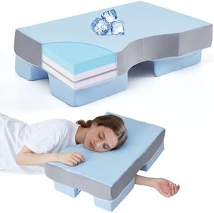 Side Sleeper Pillow with Arm Hole, Adjustable Shoulder Pillow for Side Sleepers, Memory Foam Pillows Provides Support & Reduces Arm Pressure, Cooling Nylon arm piliows, Cuff Pain Relief, Blue