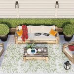 Olive Green Medium Floral Flatweave Rug Outdoor Indoor Plastic Woven Washable UV Protection Weatherproof Awning Garden Rug Patio BBQ Pet Friendly Camping Beach Covering 120cm x 170cm