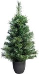Christmas Tree World | 4ft Artificial Unlit Majestic Dew Pine | Natural and Realistic Look with Bushy and Luxury Quality PVC Tips | Easy to Assemble and Take Down | 60cm Diameter | Potted | Outdoor