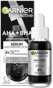 Garnier - Pure Active - Sérum Anti-Points Noirs & Imperfections au Charbon - 4% Niacinamide, Acide Salicylique & Acide Lactique - Peaux Grasses à Tendance Acnéique - Vegan & Cruelty Free - 30 ml