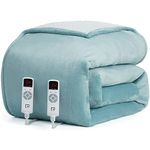 EHEYCIGA Heated Blanket King, Electric Blanket Heating Blanket with 9 Heating Levels & 10 Hours Auto Off, Dual Control Soft Cozy Sherpa Washable Blanket with Fast Heating Light Blue, 90 x 100 Inches