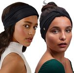 BLOM Non Slip Headbands for Women - Wide Headbands for Yoga, Workout, Fashion, Travel, or Running - Gym Wrap - 2 Pack