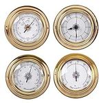 Dial Thermometers Weather Station Set Wall Barometer Thermometer Hygrometer Clock Kit for Indoor Outdoor Use 4PCS