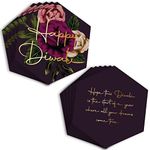 Festiko® 60 Pcs Diwali Thank You Cards, Mauve Double Sided Cards, Thank You Note Cards With Message, Diwali Cards, Thank You Message Card For Diwali