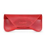 Londo Genuine Leather Eyeglasses & Sunglasses Case with Magnetic Snap Closure Red