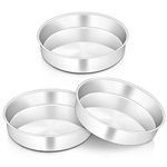 Onader 8 Inch Round Cake Tin Set of 3, Stainless Steel Cake Mould Pan for Baking, Ideal for Birthday Christmas Wedding Layer Cakes, Non-Toxic & Healthy, Mirror Finished & Dishwasher Safe