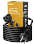 FEDUS Long 18AWG Heavy Duty Male to Female 3 Pin Power Extension Cord Wire, 10amp Indoor Outdoor Power Extension Electrical Extender Power Cable for appliances, Electronics, and Power Tools (15-METER)