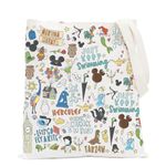 POFULL Magic Kingdom Gift Movie Characters Collage Cosmetic Bag Fairy Tales Gift for Women (Characters Tote Bag)