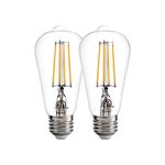 Dusk to Dawn LED Lights Bulb,Photocell Sensor Bulb, Auto Turn On/Off, ST58 ST19 60W Edison Replacement, E26 8W 800lm,Warm White 2700K for outdoor wall light fixture Garden Garage Porch Pack of 2