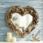 Live Laugh Love Nautical Heart-Shaped Driftwood Mirror