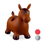 Relaxdays 10024991_93 Hopping Horse, Air Pump Included, Up to 50 kg, BPA-Free, Space Hopper, Brown, H x W x D: app. 48 x 26 x 58 cm