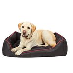 Petslover Ultra Soft Ethnic Designer Black Color Outdoor Oxford Fabric Fiber Filled Sofa Style Dogs & Cats Beds (XXL, Black)