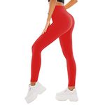 SINOPHANT High Waisted Leggings for Women - Full Length & Capri Buttery Soft Yoga Pants for Workout Athletic(Full Red,S-M)