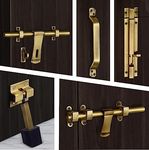 Plantex Stainless Steel Door Kit for Single Door/Door Hardware/Door Accessories (10 inch Al-drop,8 inch Latch, 8 inch 2 Handles,7 inch Tower Bolt and 4 inch Door Stopper) - (DK-02-Brass Antique)