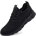 Damyuan Mens Running Walking Tennis Trainers Casual Gym Athletic Fitness Sport Shoes Fashion Sneakers Ligthweight Comfortable Working Outdoor Flat Shoes for Jogging Black Size 8 UK