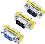 DTECH 3-Pack VGA Connector Female to Female Gender Changer Male to Female Adapter, Male to Male Coupler