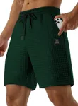 JMIERR Mens Casual Shorts Relaxed Fit Comfy Stretch Elastic Waist Drawstring Sweat Short 7 inch Inseam Lounge Summer Lightweight Running Shorts with Pockets,US 42(3XL) Blackish Green