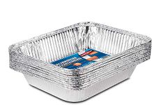 Large Disposable Aluminium Foil Trays Containers for Baking Roasting Broiling Cooking Food Storage & More Gastronorm Half Size Pans 32 x 26 cm Pack of 10