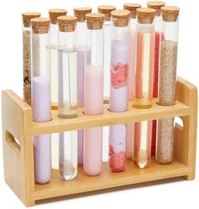 12 Glass Test Tubes with Bamboo Wooden Rack for Party Shot Glass, Spice, Candy